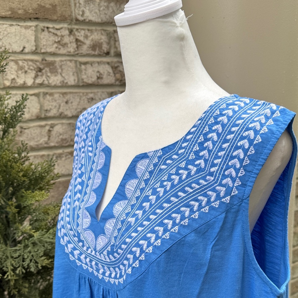 Brand New Susan Graver Sky Blue Embroidered Tank Top - Picture 3 of 13